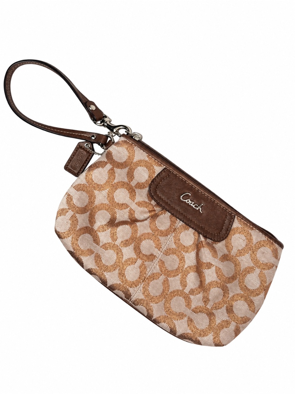 COACH Signature C Jacquard Large Wristlet Organizer Brown Pink Y2K